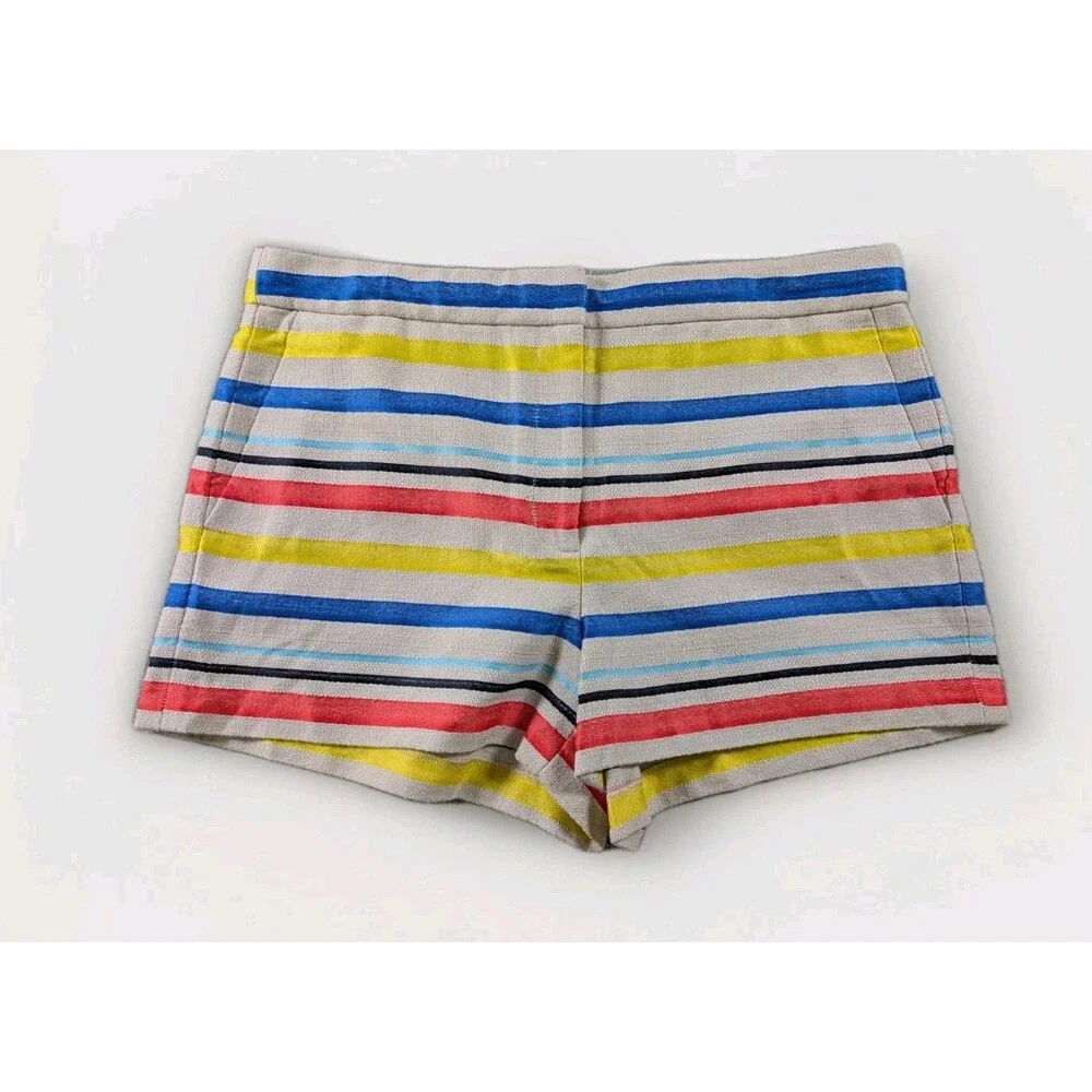 J.Crew Shorts Womens 12 Colorful Striped Jacquard Basket Weave Preppy E9357